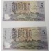 AUSTRALIA 1992 . FIVE 5 DOLLAR BANKNOTES . FRASER/COLE